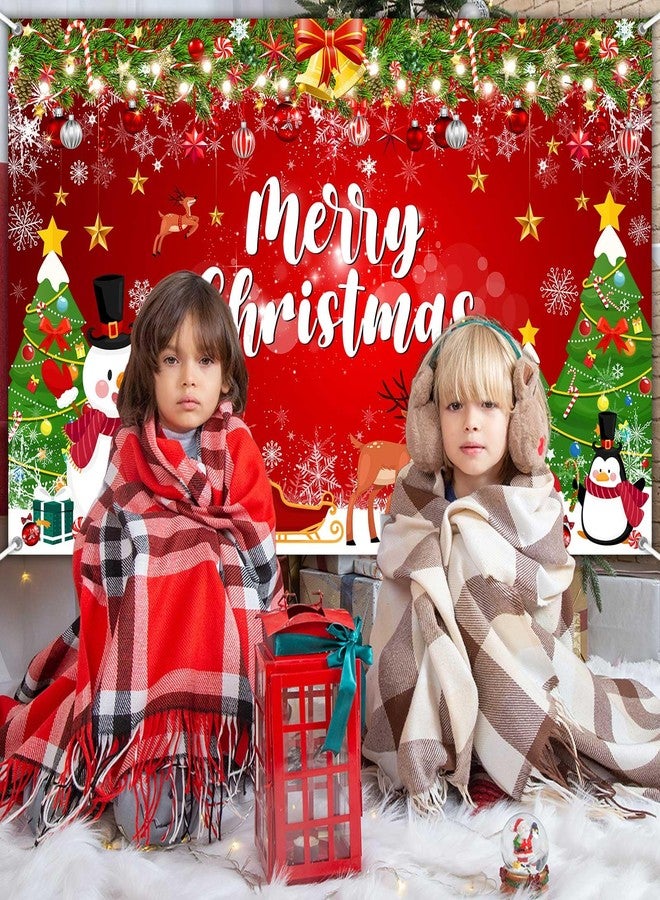 Lecheme Merry Christmas Backdrop Red Green Garland Jingle Bell Christmas Banner Snowman Xmas Background for Holiday Party Decorations Indoor or Outdoor 6x3.6ft - Image 4
